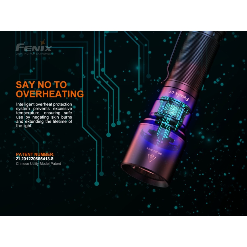 Fenix C7 - LED Himmennettävä rechargeable flashlight 1xLED/1x21700 IP68 3000 lm 68 h