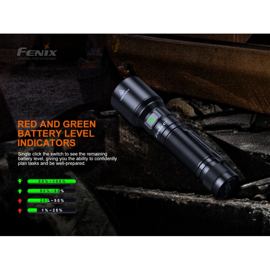 Fenix C7 - LED Himmennettävä rechargeable flashlight 1xLED/1x21700 IP68 3000 lm 68 h