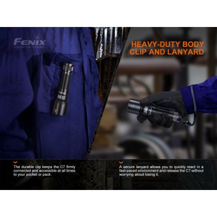 Fenix C7 - LED Himmennettävä rechargeable flashlight 1xLED/1x21700 IP68 3000 lm 68 h