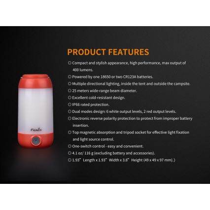Fenix CL26RGREEN - LED Himmennettävä portable rechargeable lamppu LED/USB IP66 400 lm 400 h vihreä