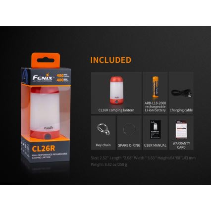 Fenix CL26RGREEN - LED Himmennettävä portable rechargeable lamppu LED/USB IP66 400 lm 400 h vihreä
