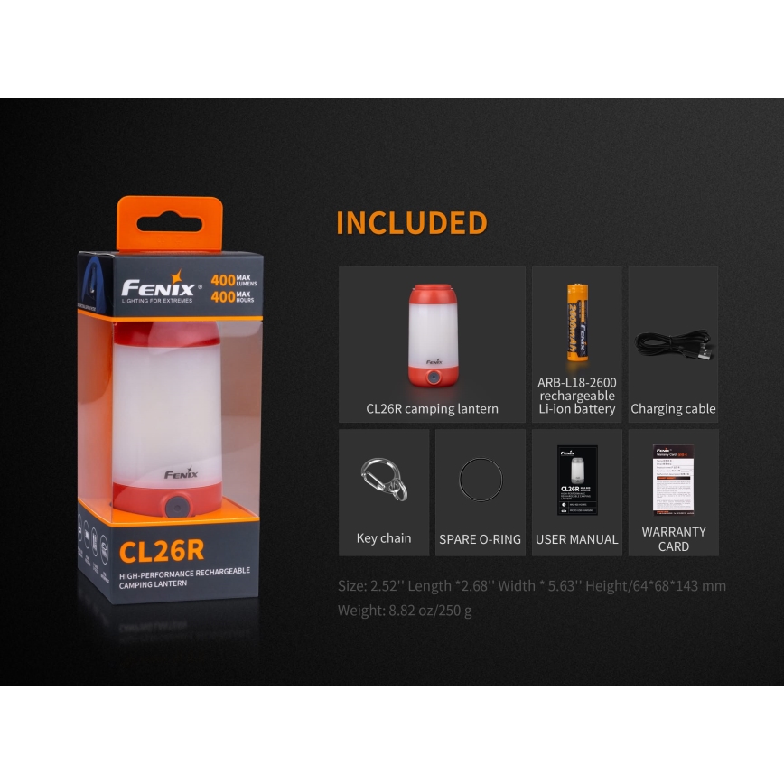 Fenix CL26RGREEN - LED Himmennettävä portable rechargeable lamppu LED/USB IP66 400 lm 400 h vihreä