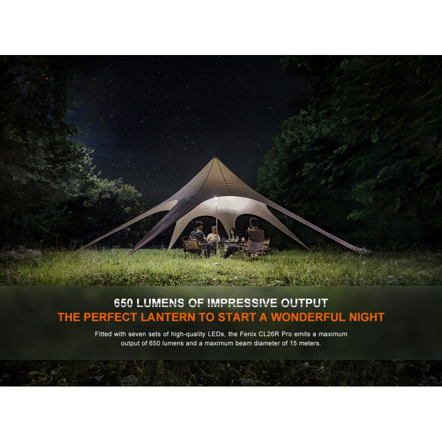 Fenix CL26RPROCAM - LED Himmennettävä kannattava ladattava lamppu LED/USB IP66 650 lm 408 h 5000 mAh harmaa