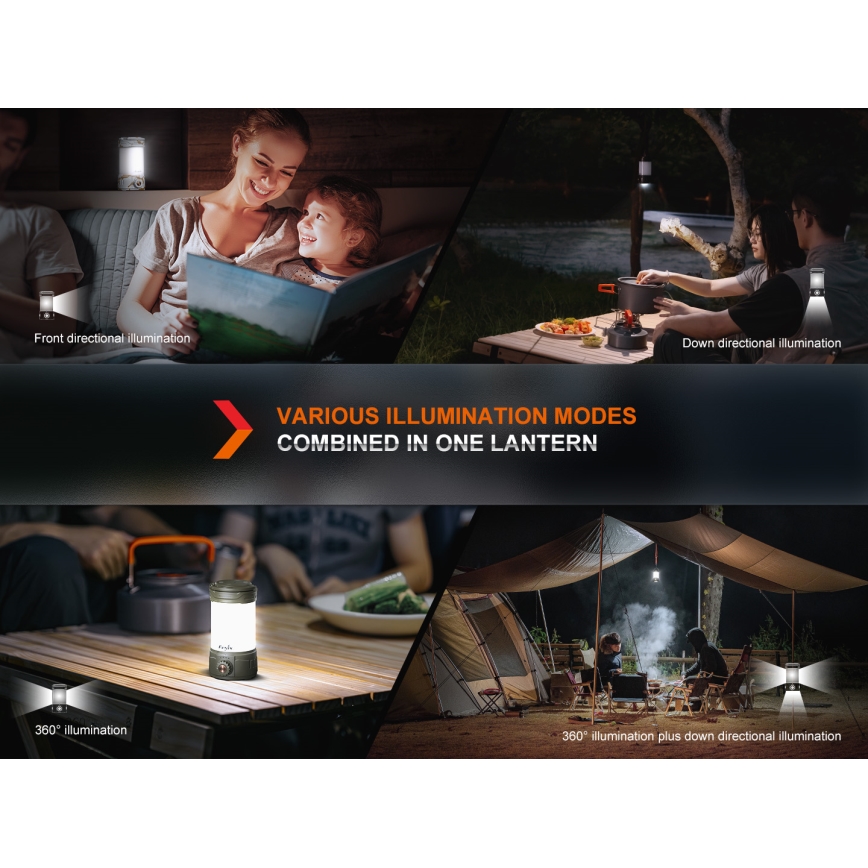Fenix CL26RPROOLI - LED Himmennettävä kannattava ladattava lamppu LED/USB IP66 650 lm 408 h vihreä