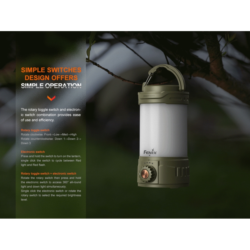 Fenix CL26RPROOLI - LED Himmennettävä kannattava ladattava lamppu LED/USB IP66 650 lm 408 h vihreä