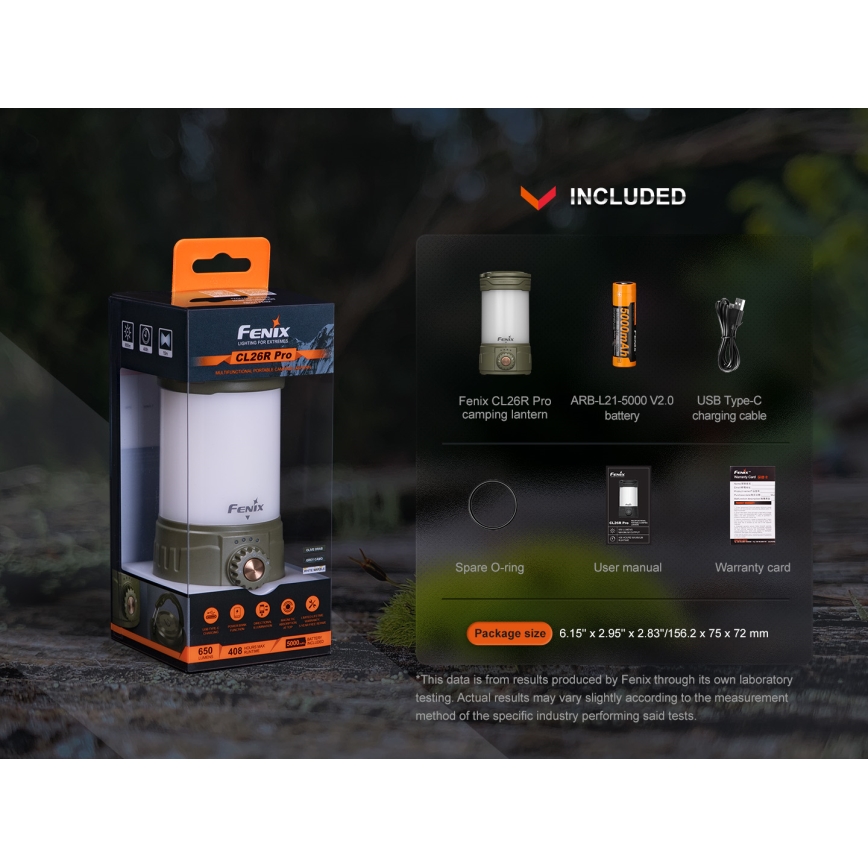 Fenix CL26RPROOLI - LED Himmennettävä kannattava ladattava lamppu LED/USB IP66 650 lm 408 h vihreä