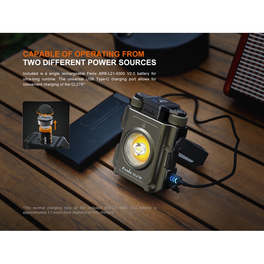 Fenix CL27RGRE - LED Himmennettävä ladattava kevyt LED/USB IP66 1600 lm 285 h