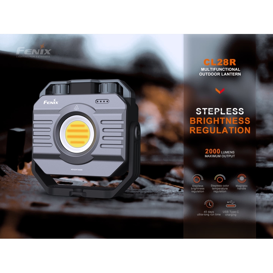 Fenix CL28R - LED Himmennettävä ladattava valonheitin virtapankki LED/USB IP66 2000 lm 360 h 10000 mAh