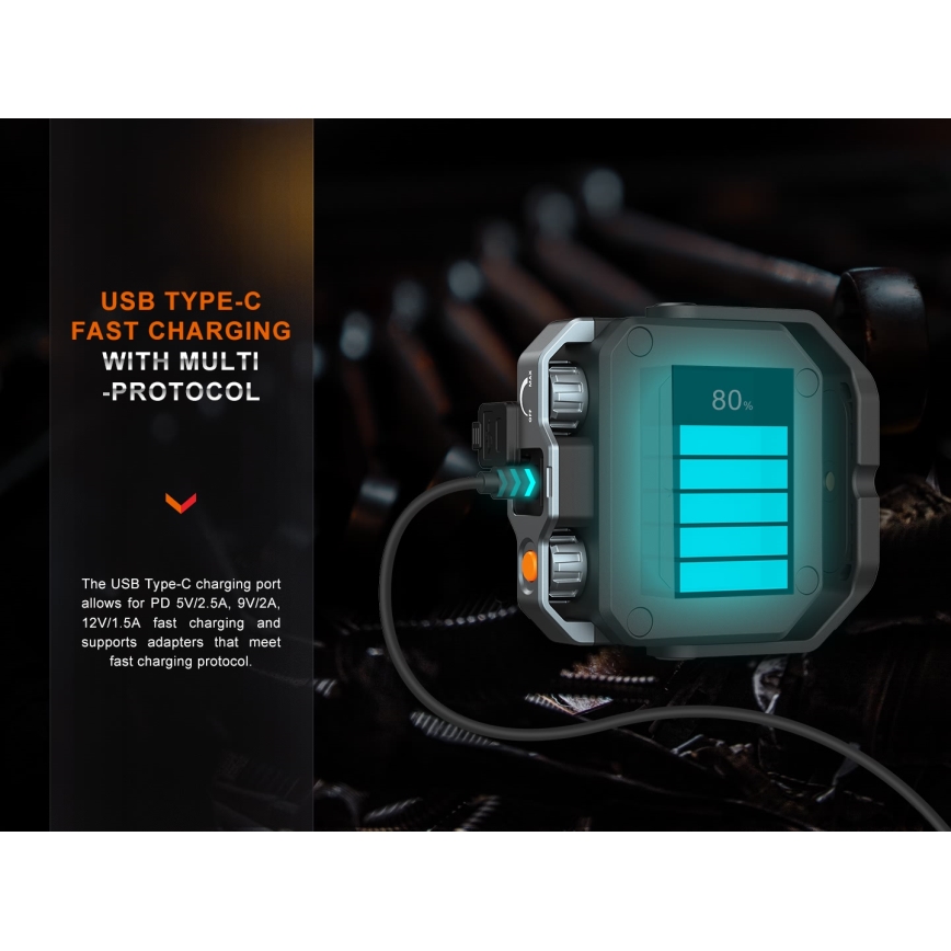 Fenix CL28R - LED Himmennettävä ladattava valonheitin virtapankki LED/USB IP66 2000 lm 360 h 10000 mAh