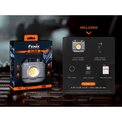 Fenix CL28R - LED Himmennettävä ladattava valonheitin virtapankki LED/USB IP66 2000 lm 360 h 10000 mAh