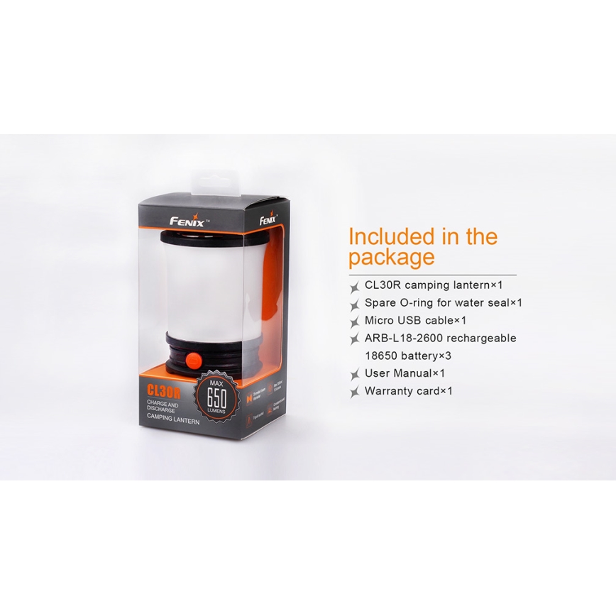 Fenix CL30R - LED Kannettava ladattava lamppu LED/USB IPX7 650 lm 300 h