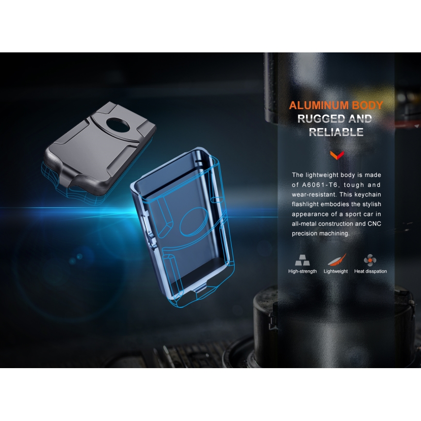 Fenix E03RV20BLU - Ladattava LED-taskulamppu LED/USB IP66 500 lm 30 h
