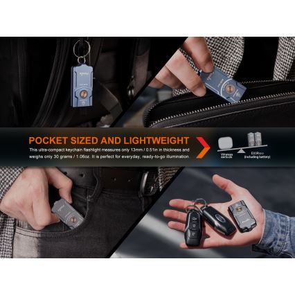 Fenix E03RV20GREY - LED Ladattava taskulamppu LED/USB IP66 500 lm 30 h