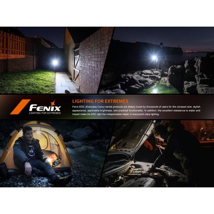 Fenix E06RGRY - LED Himmennettävä ladattava taskulamppu UV LED/USB IP66 700 kiiltävä 60 h harmaa
