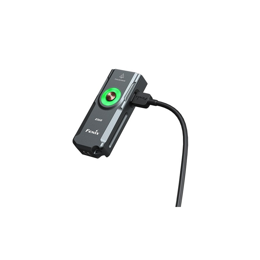 Fenix E06RGRY - LED Himmennettävä ladattava taskulamppu UV LED/USB IP66 700 kiiltävä 60 h harmaa