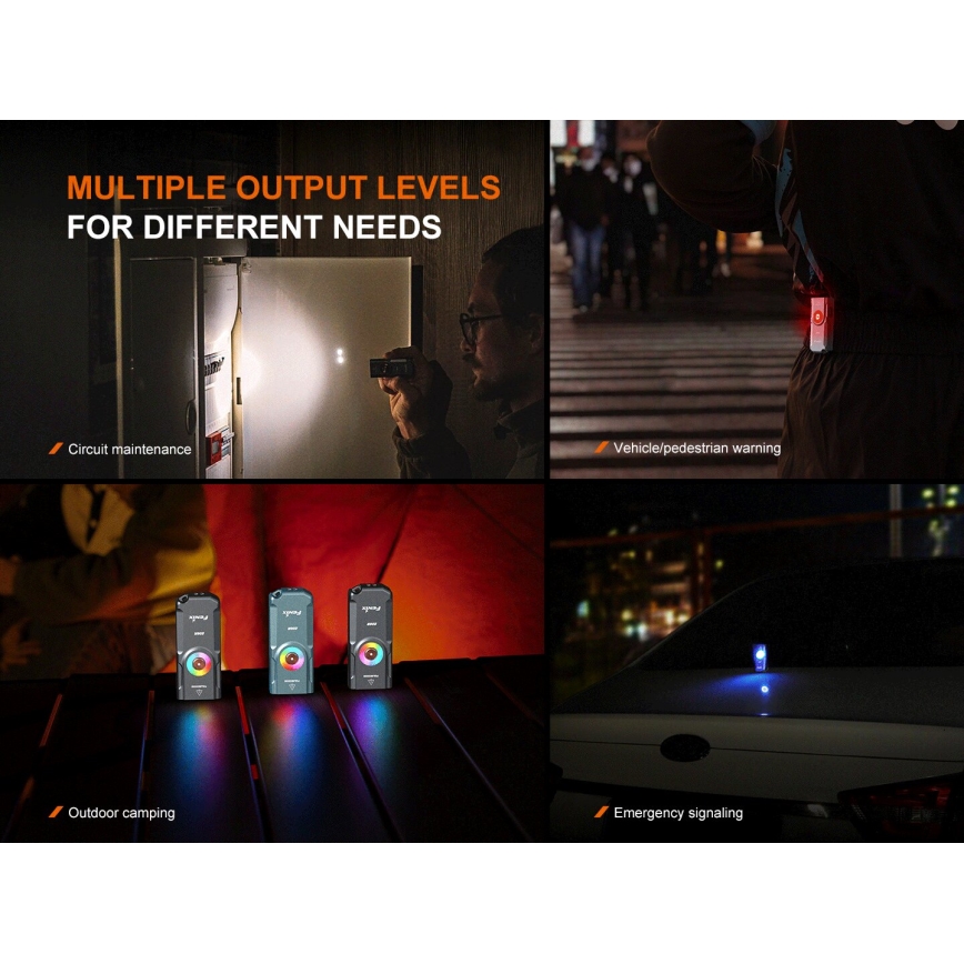 Fenix E06RTKS - LED Himmennettävä ladattava taskulamppu UV LED/USB IP66 700 lm 60 h 750 mAh turkoosi