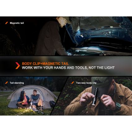 Fenix E28RV20 - LED Himmennettävä ladattava taskulamppu LED/USB/2xCR123A IP68 1700 kiiltävä 260 h 3400 mAh