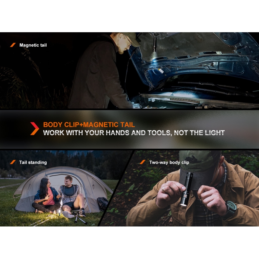 Fenix E28RV20 - LED Himmennettävä ladattava taskulamppu LED/USB/2xCR123A IP68 1700 kiiltävä 260 h 3400 mAh