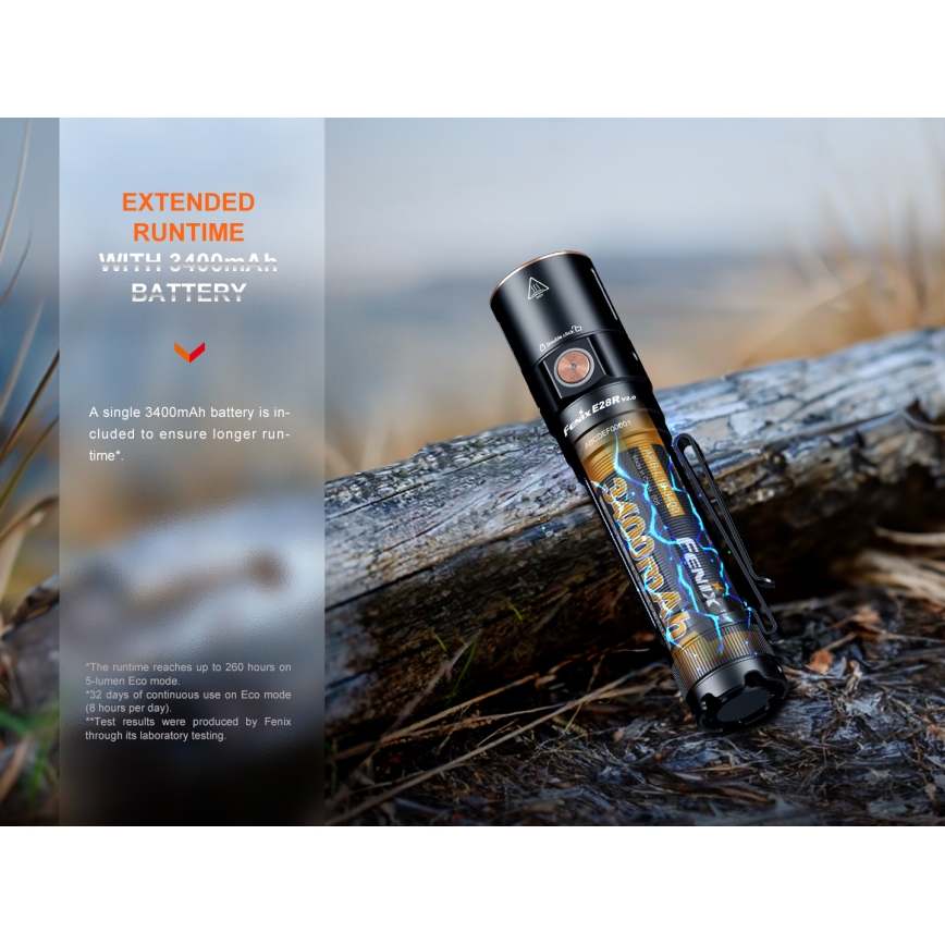 Fenix E28RV20 - LED Himmennettävä rechargeable flashlight LED/USB IP68 1700 lm 260 h