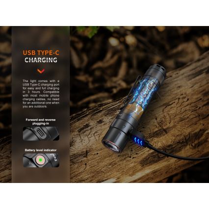 Fenix E35RSETAODS - LED Himmennettävä rechargeable flashlight LED/USB IP68 3100 lm 69 h + diffuser 26,5mm