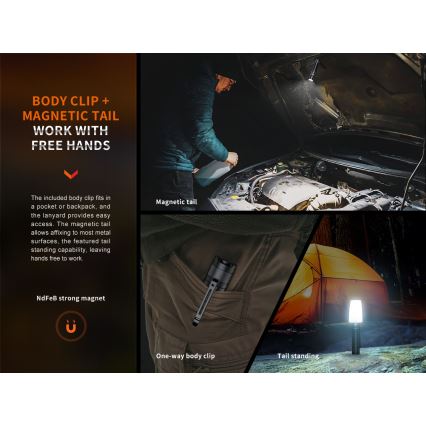 Fenix E35RSETAODS - LED Himmennettävä rechargeable flashlight LED/USB IP68 3100 lm 69 h + diffuser 26,5mm