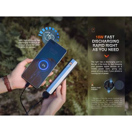 Fenix ECPBLUE - LED Ladattava taskulamppu virtapankilla USB IP68 1600 lm 504 h sininen