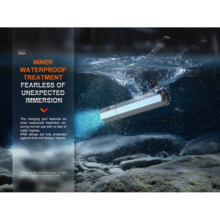 Fenix ECPBLUE - LED Ladattava taskulamppu virtapankilla USB IP68 1600 lm 504 h sininen