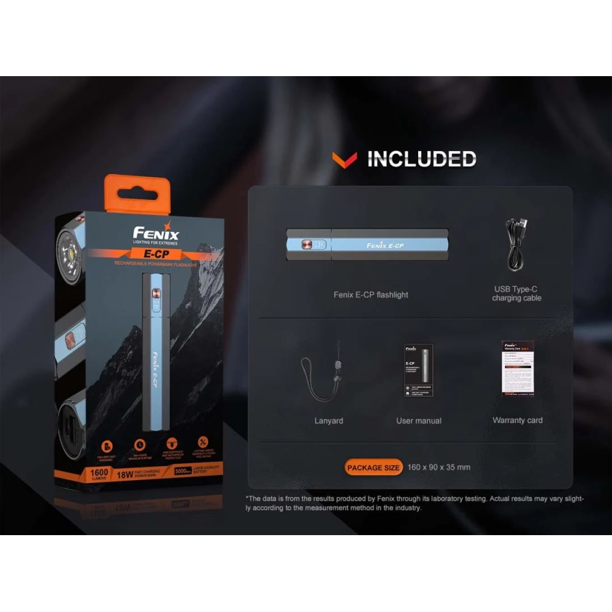 Fenix ECPBLUE - LED Ladattava taskulamppu virtapankilla USB IP68 1600 lm 504 h sininen