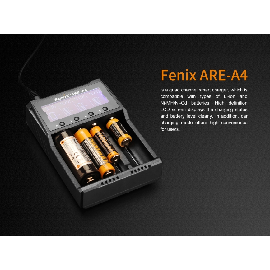 Fenix FENAREA4 - Akkulaturi 4xLi-ion/AAA/AA/C 5V