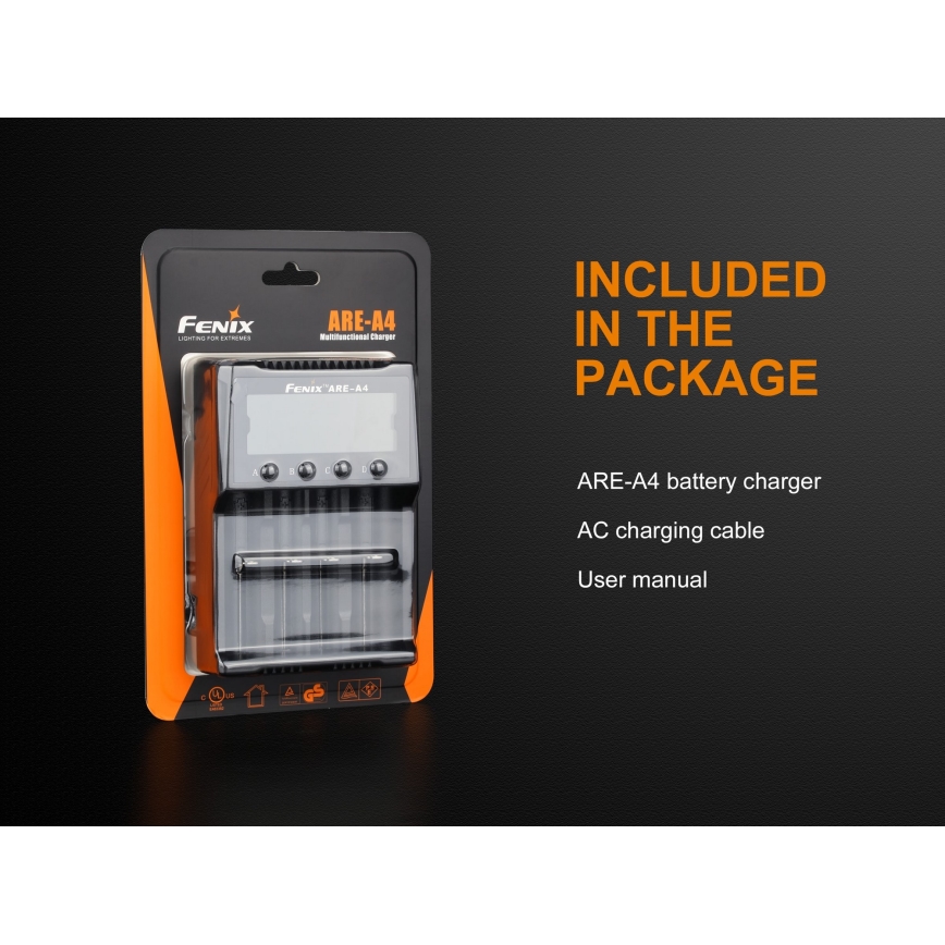 Fenix FENAREA4 - Akkulaturi 4xLi-ion/AAA/AA/C 5V