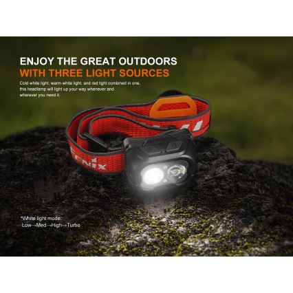 Fenix HL18RTV20BLC - LED Himmennettävä ladattava otsalamppu LED/USB IP66 800 lm 160 h musta/oranssi