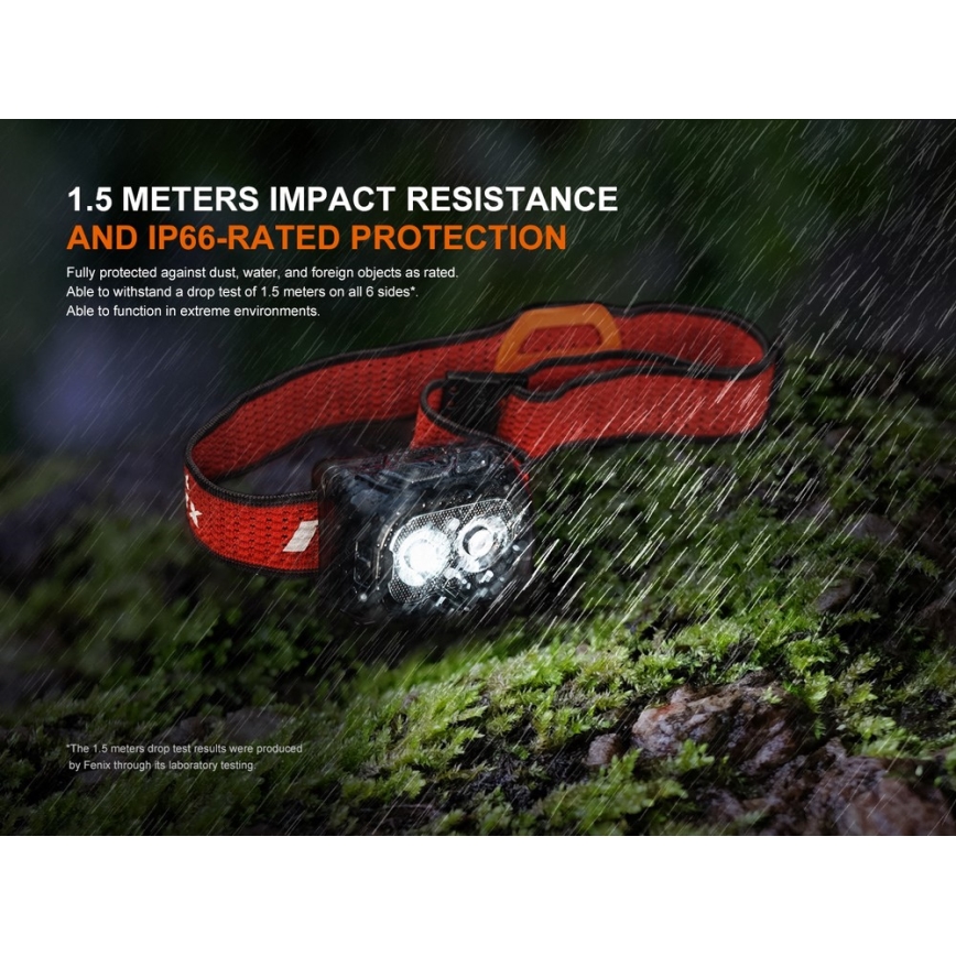 Fenix HL18RTV20BLC - LED Himmennettävä ladattava otsalamppu LED/USB IP66 800 lm 160 h musta/oranssi
