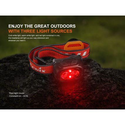 Fenix HL18RTV20WHT - LED Himmennettävä ladattava otsalamppu LED/USB IP66 800 kiiltävä 160 h valkoinen/musta
