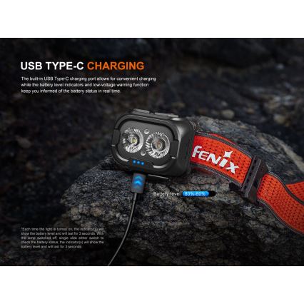 Fenix HL18RTV20WHT - LED Himmennettävä ladattava otsalamppu LED/USB IP66 800 kiiltävä 160 h valkoinen/musta