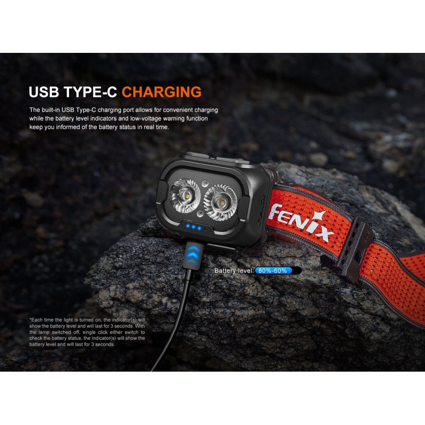 Fenix HL18RTV20WHT - LED Himmennettävä ladattava otsalamppu LED/USB IP66 800 kiiltävä 160 h valkoinen/musta