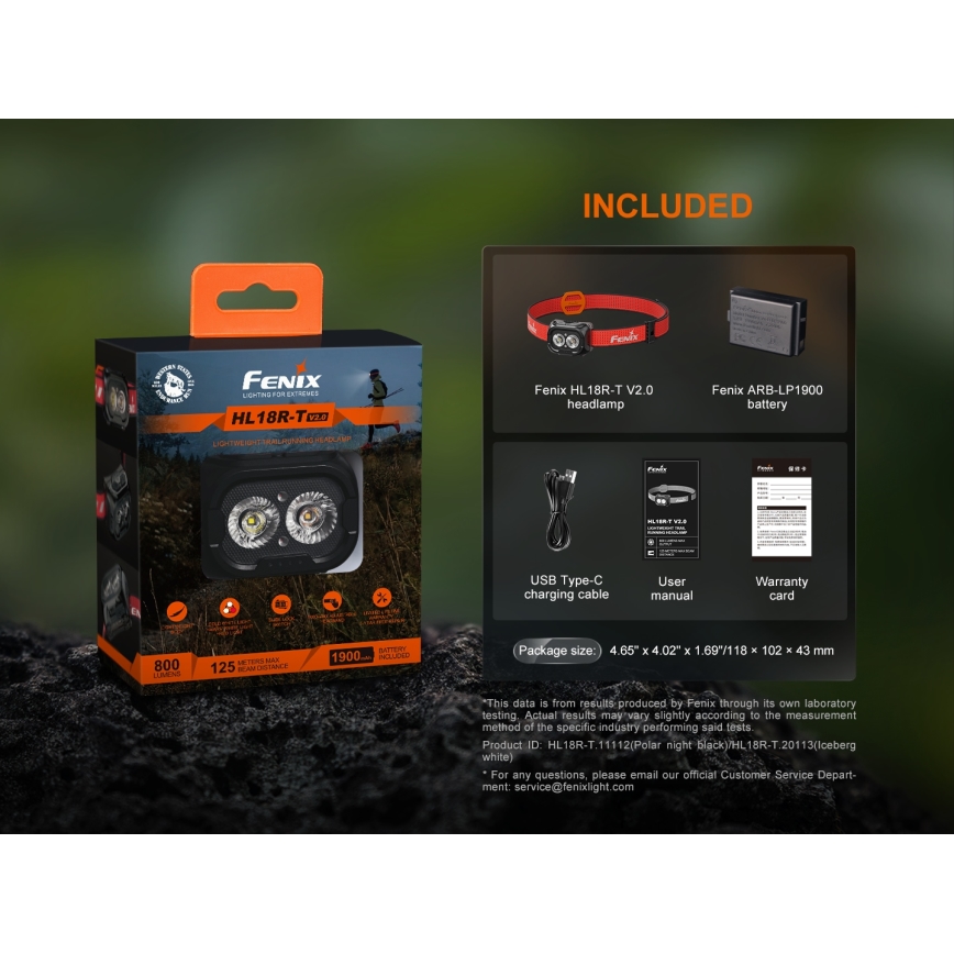 Fenix HL18RTV20WHT - LED Himmennettävä ladattava otsalamppu LED/USB IP66 800 kiiltävä 160 h valkoinen/musta