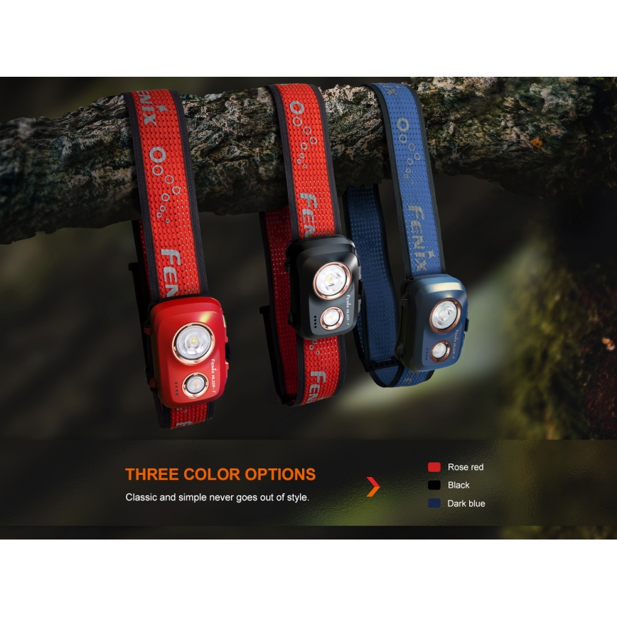 Fenix HL32RTBLCK - Ladattava LED-ajovalaisin LED/USB IP66 800 lm 300 h musta/oranssi