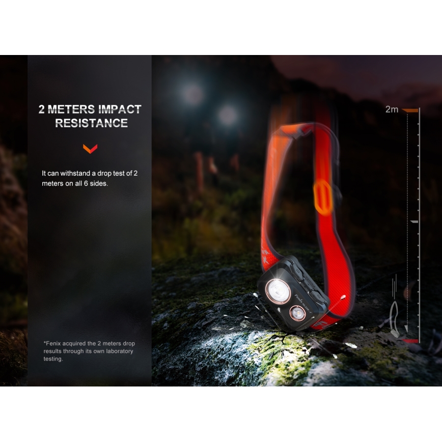 Fenix HL32RTBLCK - Ladattava LED-ajovalaisin LED/USB IP66 800 lm 300 h musta/oranssi