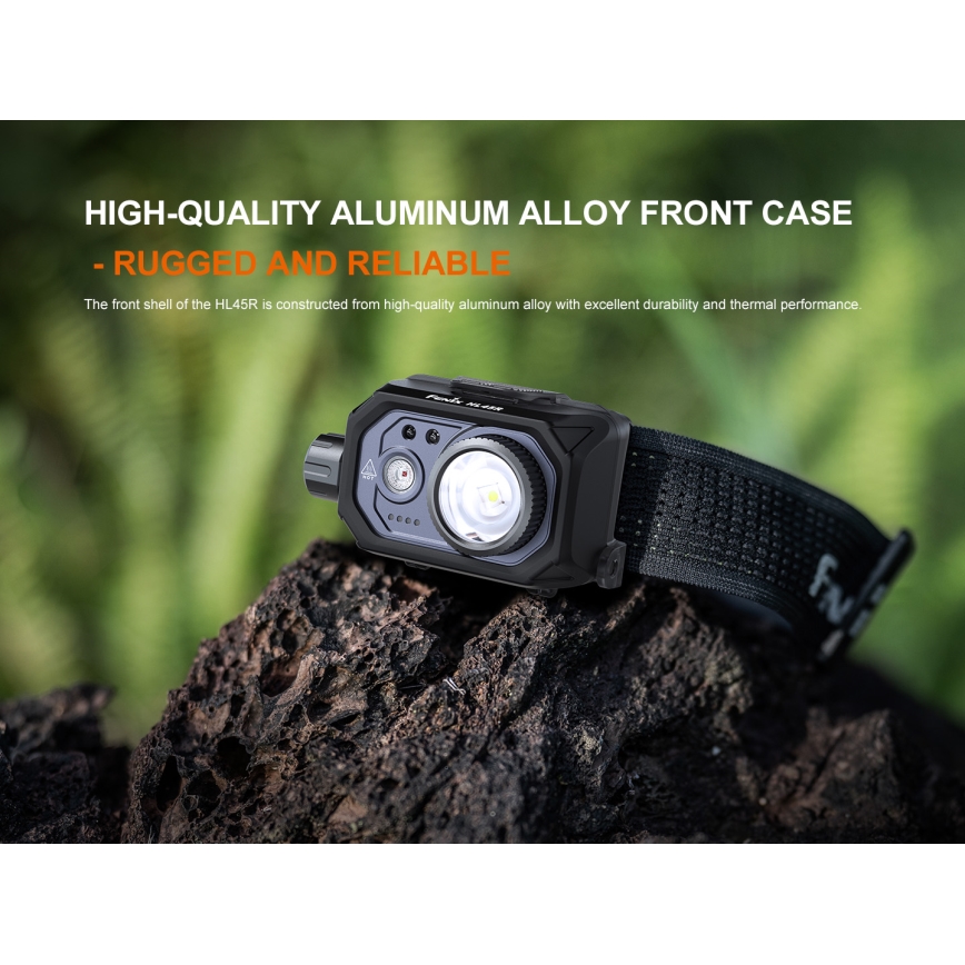 Fenix HL45R - LED Himmennettävä ladattava tarkennus otsalamppu LED/USB IP66 1000 kiiltävä 240 h musta