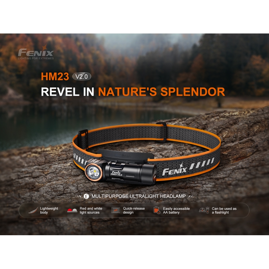Fenix HM23V20 - LED Himmennettävä otsalamppu LED/1xAA IP68 300 lm 100 h
