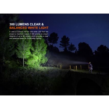 Fenix HM23V20 - LED Himmennettävä otsalamppu LED/1xAA IP68 300 lm 100 h