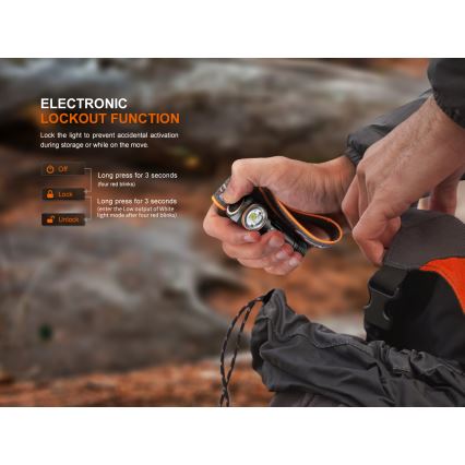 Fenix HM23V20 - LED Himmennettävä otsalamppu LED/1xAA IP68 300 lm 100 h