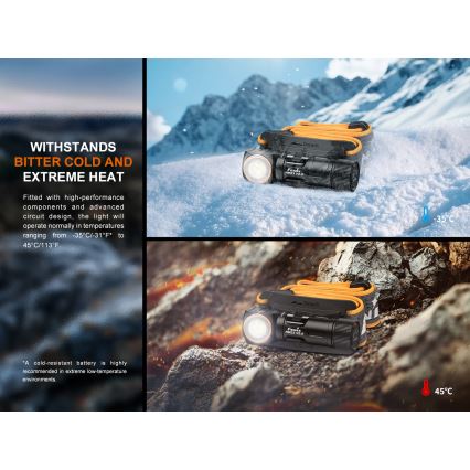Fenix HM23V20 - LED Himmennettävä otsalamppu LED/1xAA IP68 300 lm 100 h