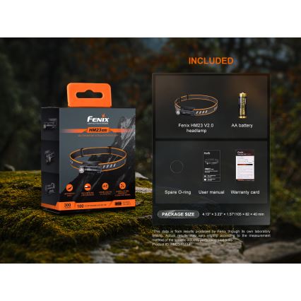 Fenix HM23V20 - LED Himmennettävä otsalamppu LED/1xAA IP68 300 lm 100 h