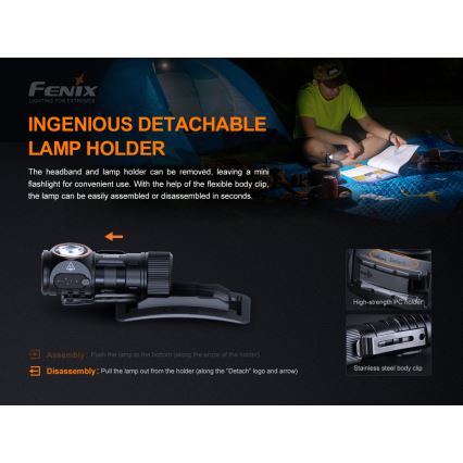 Fenix HM50RV20 - Ladattava LED-ajovalaisin 3xLED/USB/1xCR123A IP68 700 kiiltävä 120 h 700 mAh