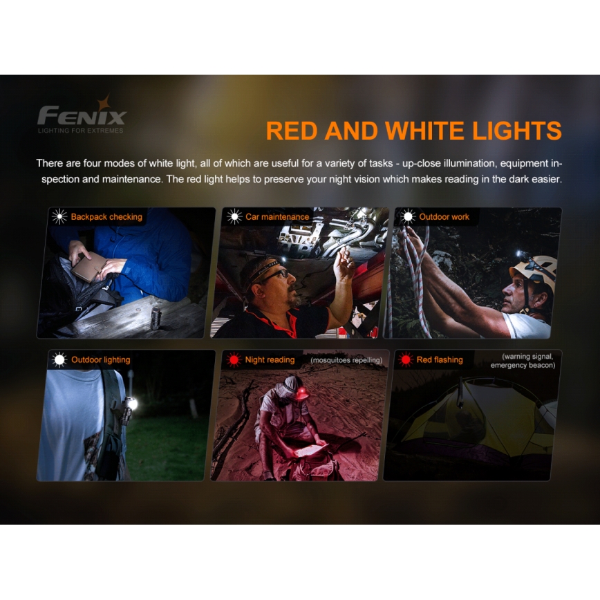 Fenix HM50RV20 - Ladattava LED-ajovalaisin 3xLED/USB/1xCR123A IP68 700 kiiltävä 120 h 700 mAh