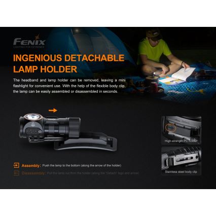 Fenix HM51RV20 - LED Ladattava otsalamppu 3xLED/1xCR123A IP68 700 lm 120 hrs