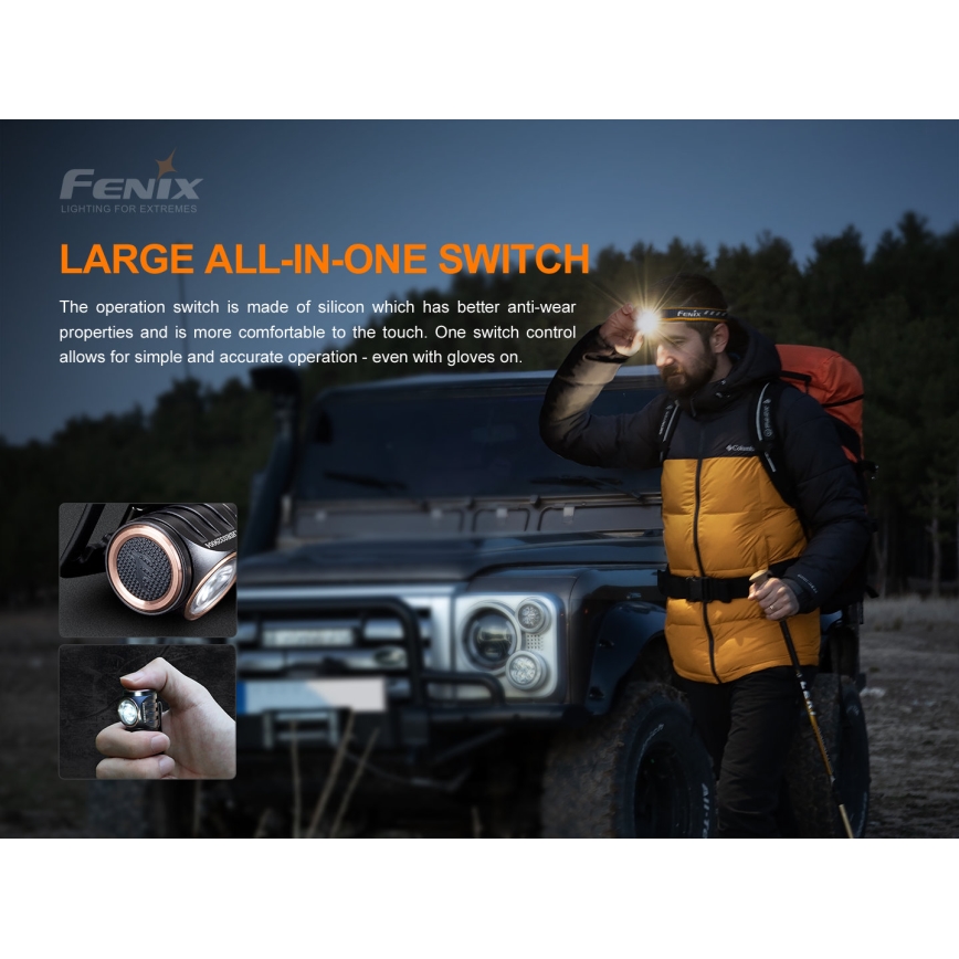 Fenix HM51RV20 - LED Ladattava otsalamppu 3xLED/1xCR123A IP68 700 lm 120 hrs