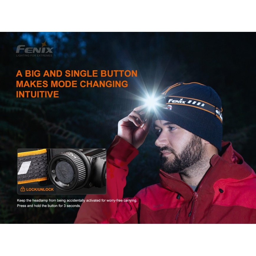 Fenix HM60R - LED Himmennettävä rechargeable headlamp 4xLED/2xCR123A IP68 1300 lm 300 h