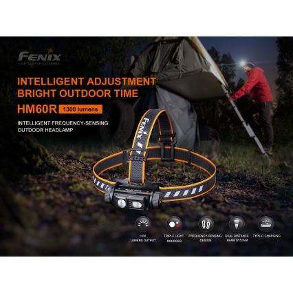 Fenix HM60R - LED Himmennettävä rechargeable headlamp 4xLED/2xCR123A IP68 1300 lm 300 h